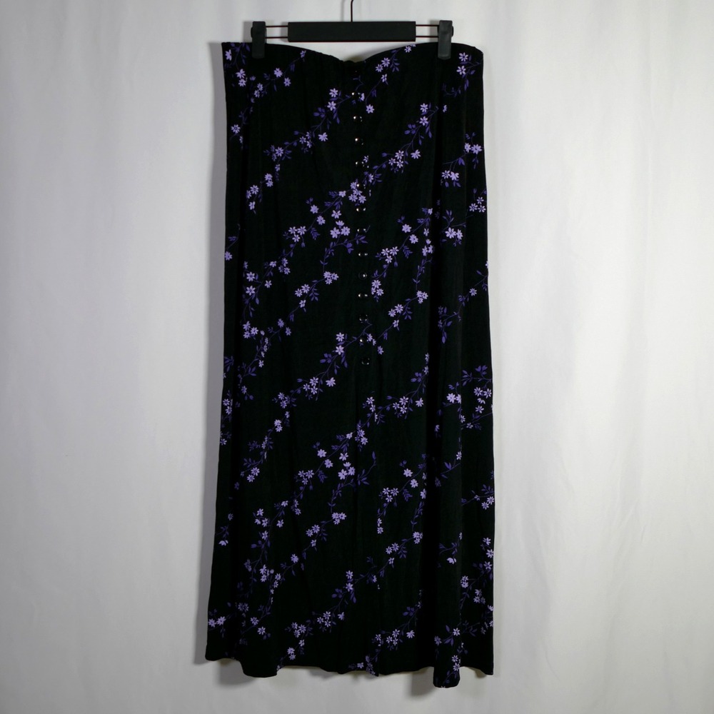 VTG Briggs New York Y2K Fairy Grunge Whimsigoth Maxi Skirt Size L Floral Buttons